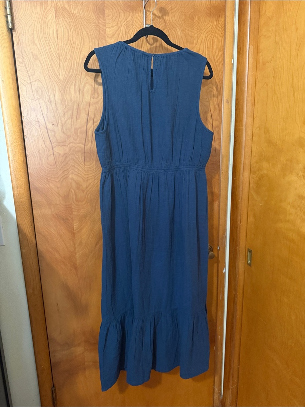 Pact organic coastal double gauze tiered midi dress size xl navy blue like new - Picture 4 of 5